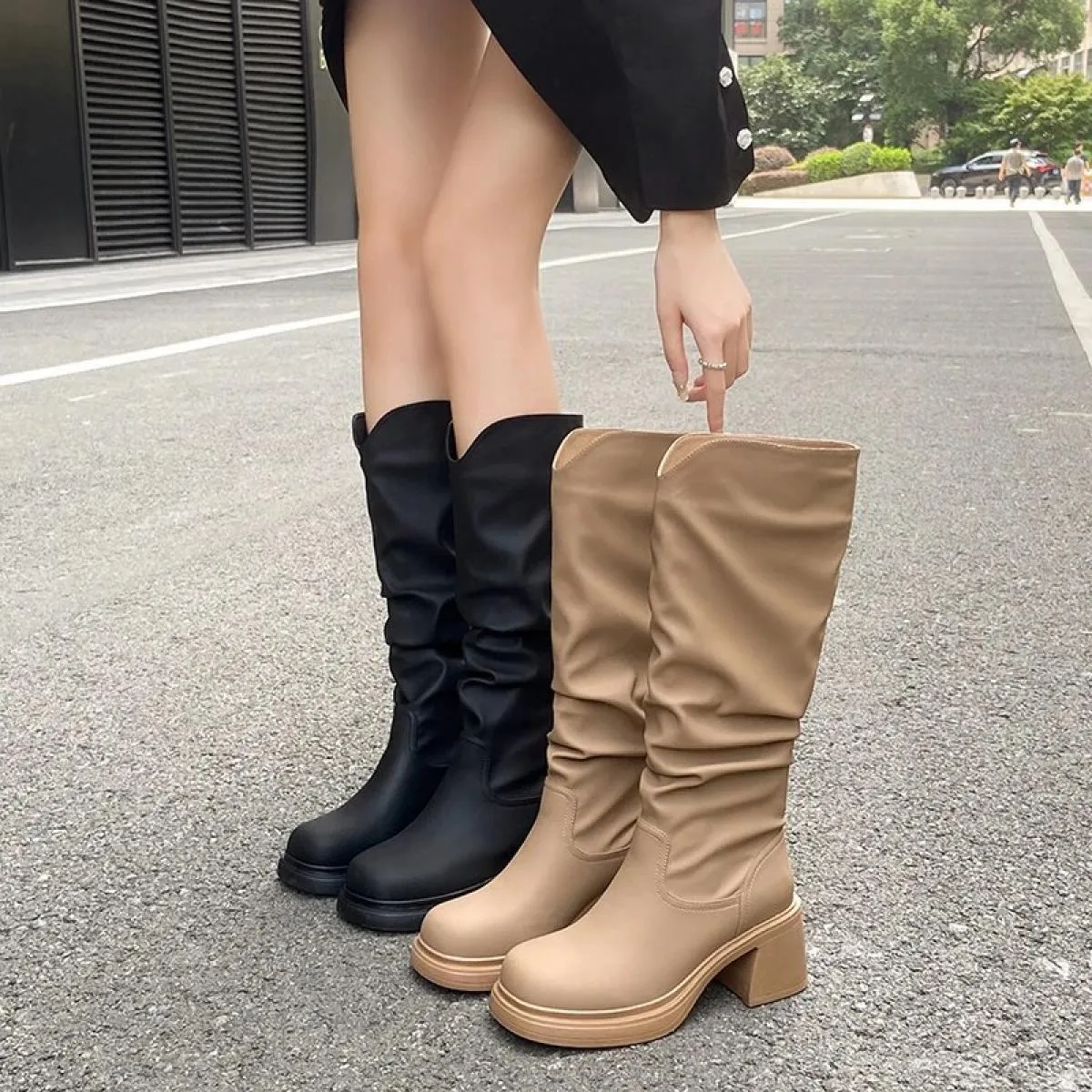 2023 Moda Nuovo Autunno/Inverno Stivali Lunghi da Donna di Alta Qualità in Morbida Pelle da Donna Stivali da Cavaliere Casual So