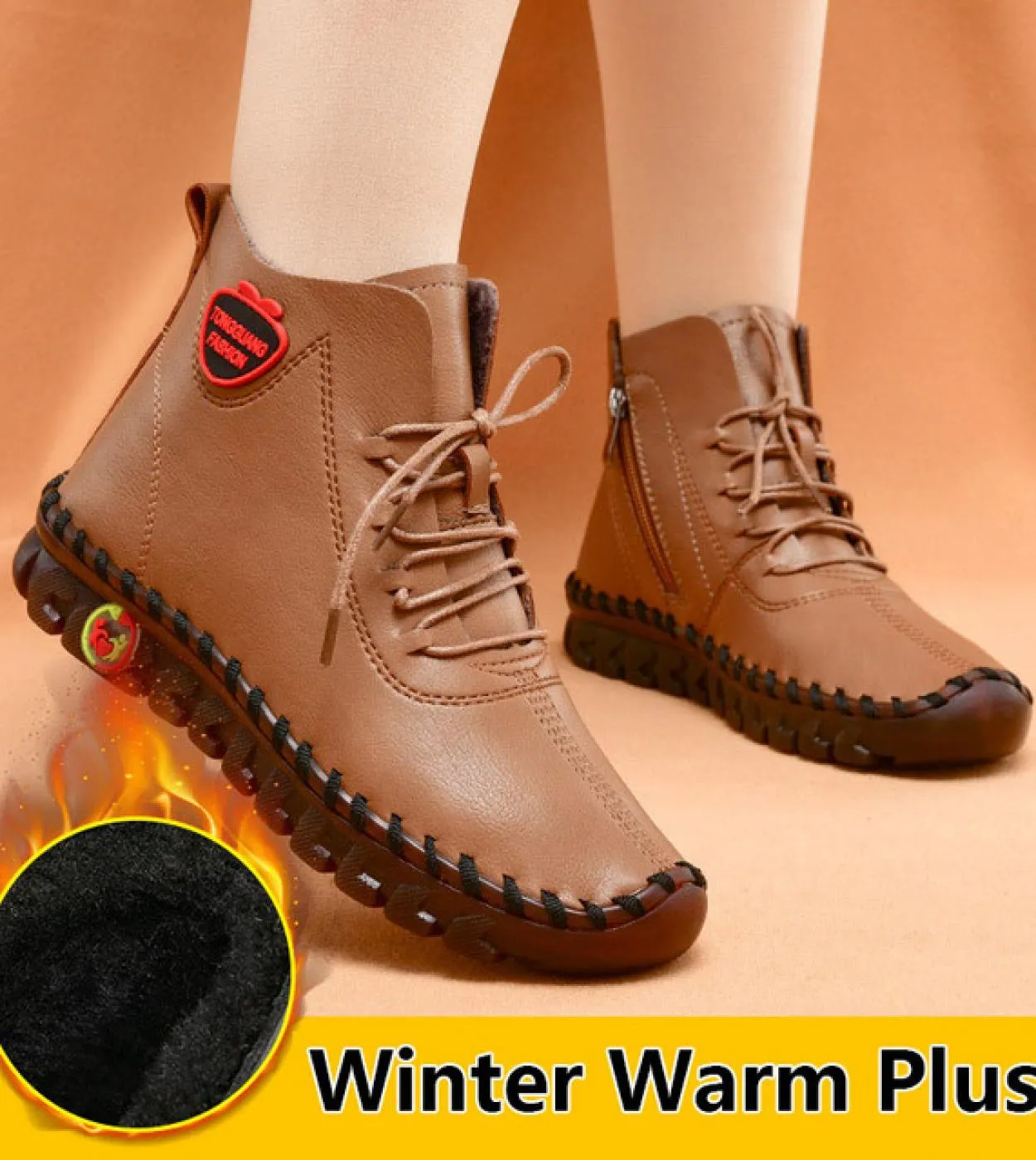 Donne Inverno Vendita Calda Handmake Cuciture Stivali Da Neve Retro Caldo Peluche Scarpe di Cotone Femminile Casual Allaperto A