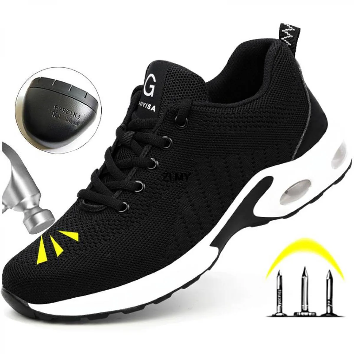 Scarpe antinfortunistiche da uomo con cuscino d'aria per uomo Stivali antinfortunistici da lavoro con punta in acciaio Scarpe da
