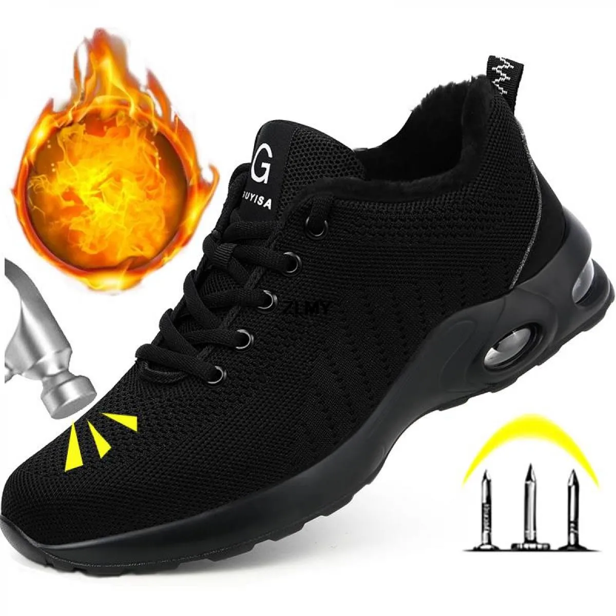 Scarpe antinfortunistiche invernali da uomo Sneaker da lavoro con punta in acciaio Stivali antinfortunistici da lavoro traspiran