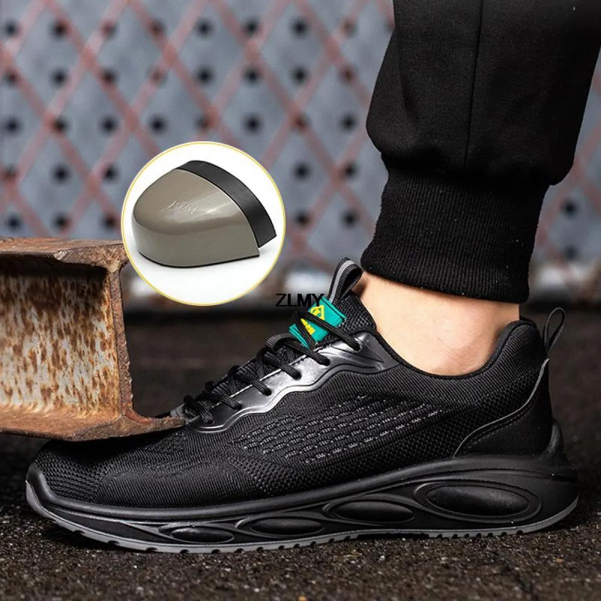 Scarpe antinfortunistiche nere da uomo Sneaker con punta in acciaio Scarpe da lavoro piatte Stivali da lavoro antinfortunistici
