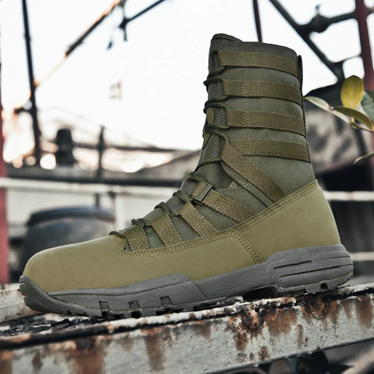 Stivali da trekking da uomo Primavera Autunno Sneakers con plateau alte con lacci Scarpe tattiche da campeggio all'aperto Botas