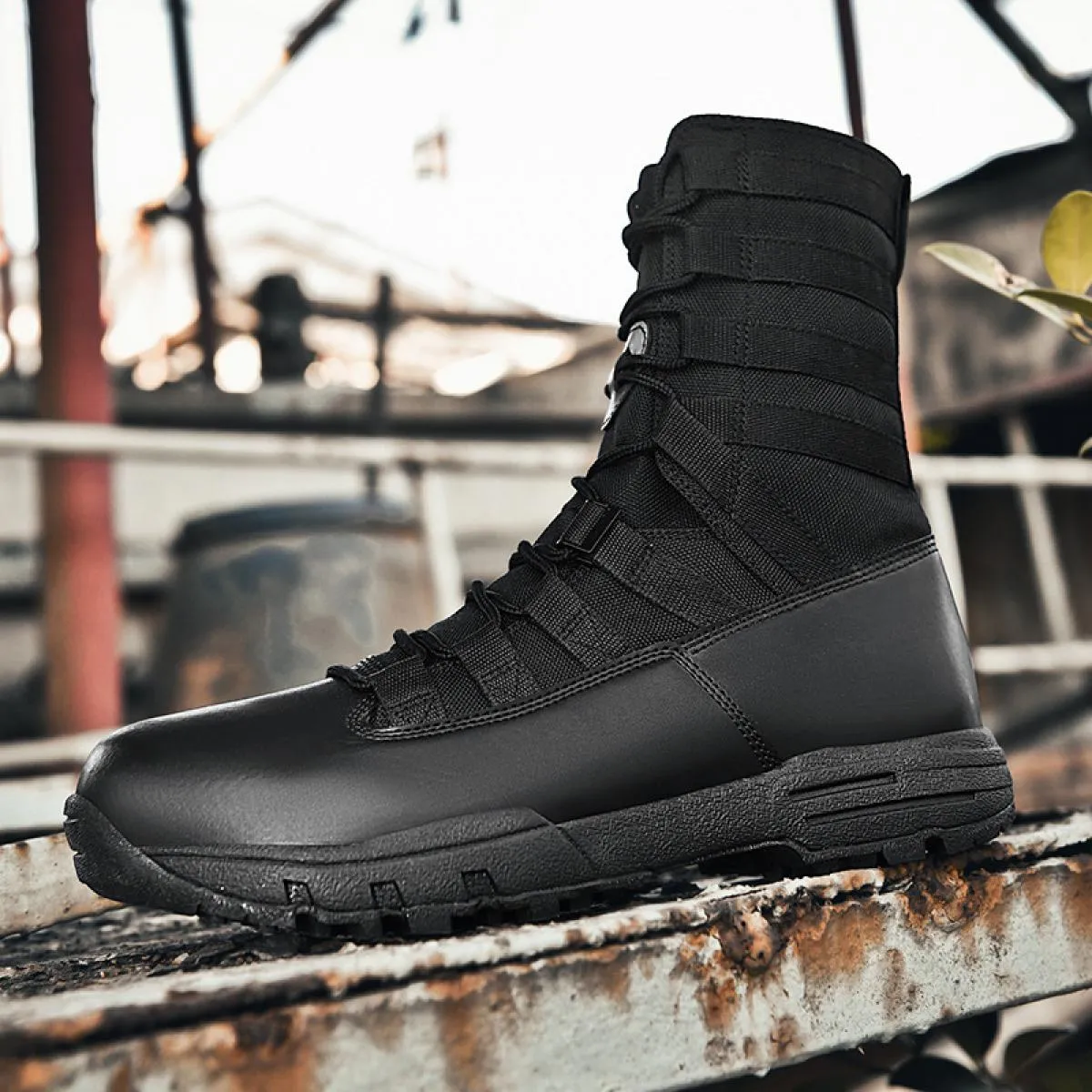 Stivali da trekking da uomo Primavera Autunno Sneakers con plateau alte con lacci Scarpe tattiche da campeggio all'aperto Botas