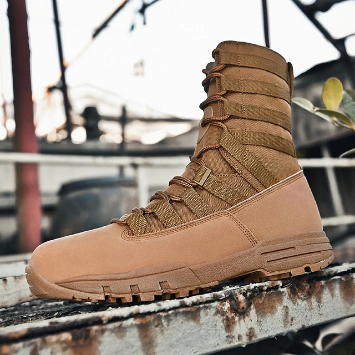 Stivali da trekking da uomo Primavera Autunno Sneakers con plateau alte con lacci Scarpe tattiche da campeggio all'aperto Botas