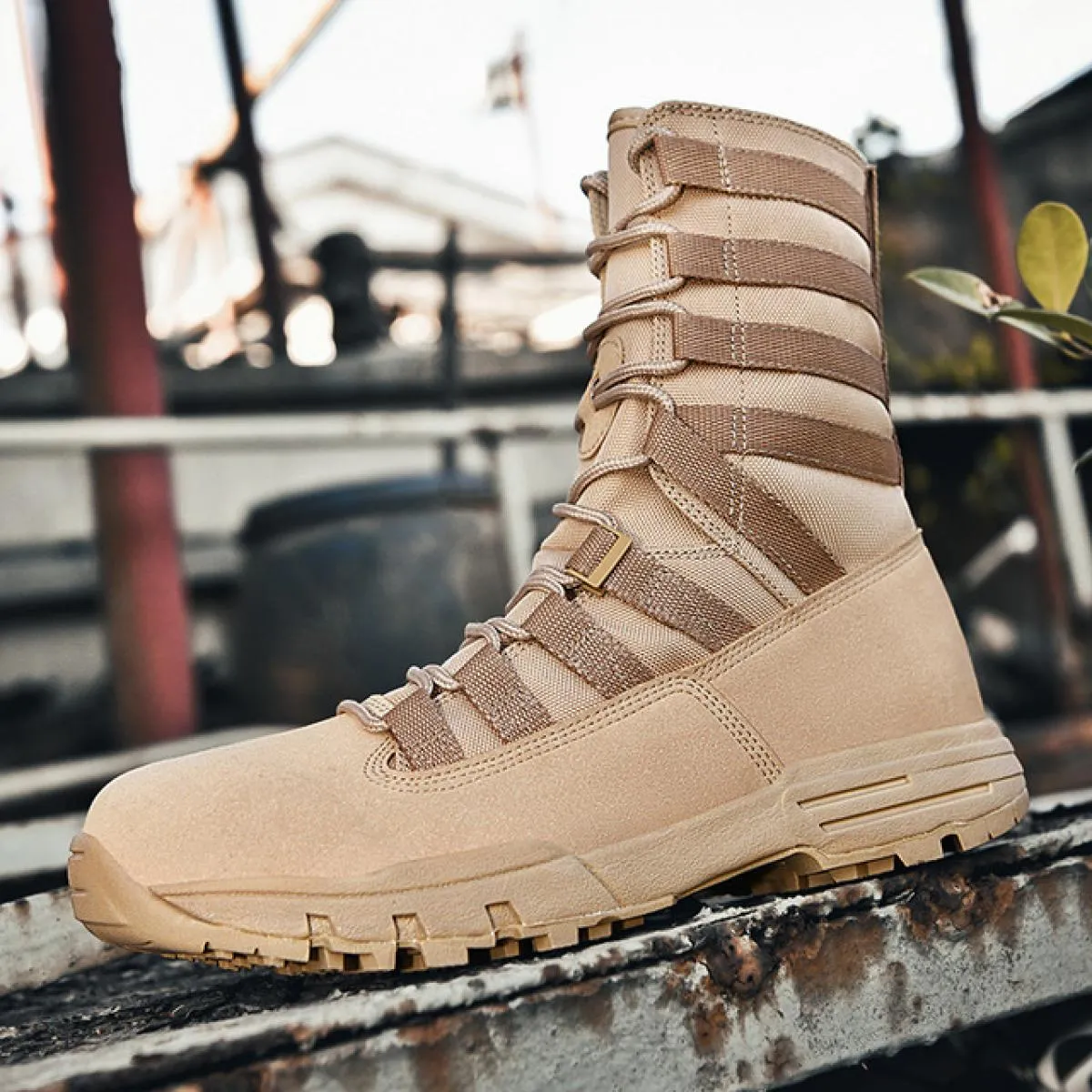 Stivali da trekking da uomo Primavera Autunno Sneakers con plateau alte con lacci Scarpe tattiche da campeggio all'aperto Botas