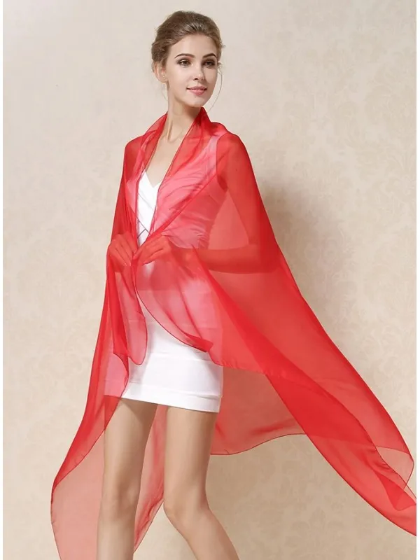 Stola Rossa in pura seta 100% rosso fuoco acceso