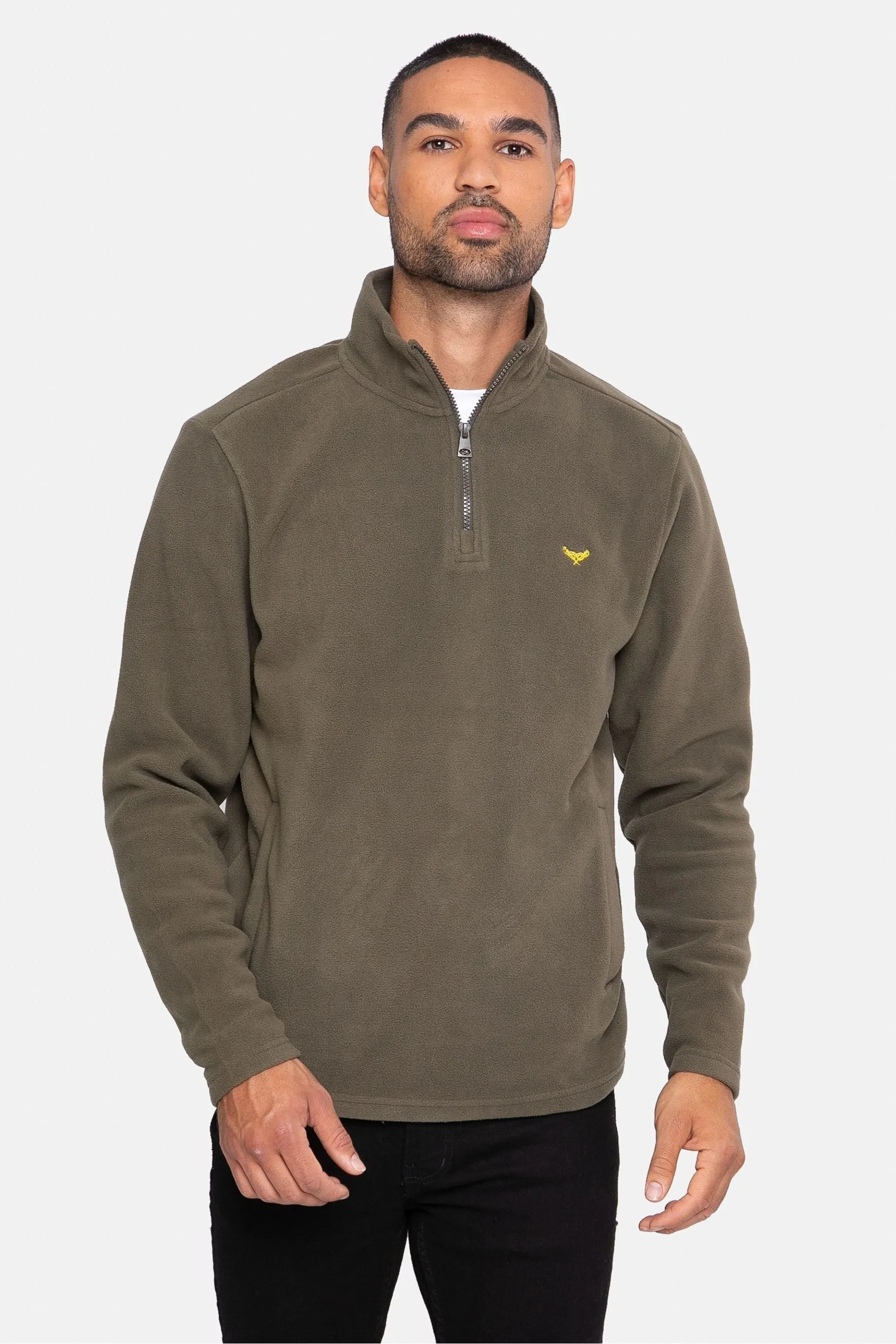 Threadbare - Felpa in pile con zip a 1/4